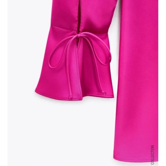 ZARA Satin Effect Mini Dress Fuchsia - Picture 11 of 12